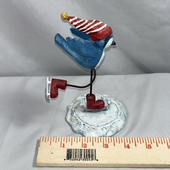 Russ Merrily We Tweet Along Blue Jay ice-skating bird Winter Collection - Picture 9 of 9